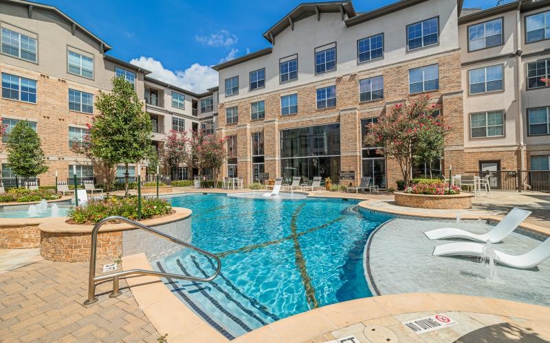 a swimming pool in a courtyard